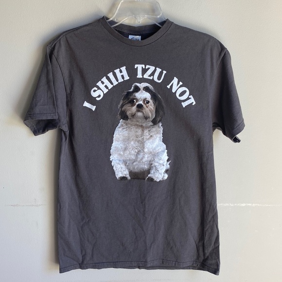 Tops - Graphic grey tshirt shih tzu fog t shirt size medium